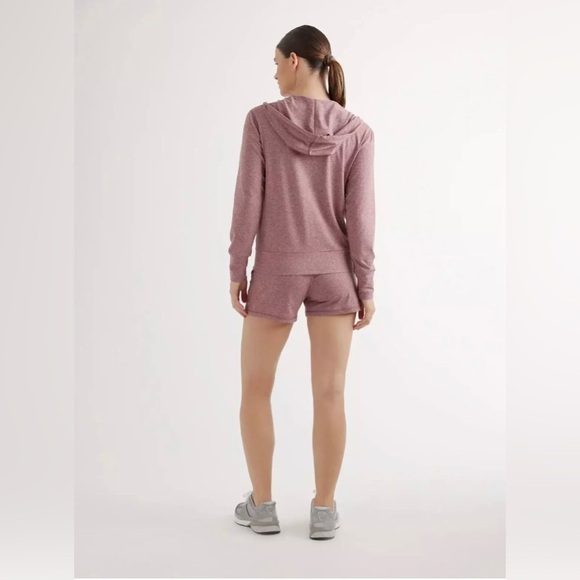 Quince Flowknit Super Soft Full Zip Hoodie in Heathered Rose Size Medium - Picture 3 of 7